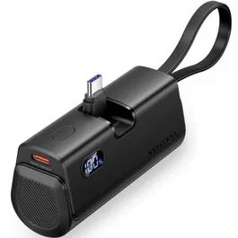 Vention FHQB0 Powerbank 4800mAh 22.5W Negra Incluye Cable USB Tipo-C y Lightning